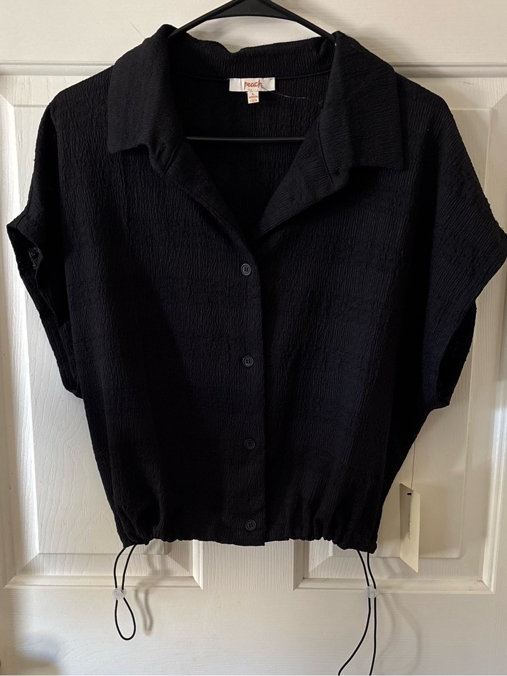 Juniors Button Up Shirt Black Size Large NWT